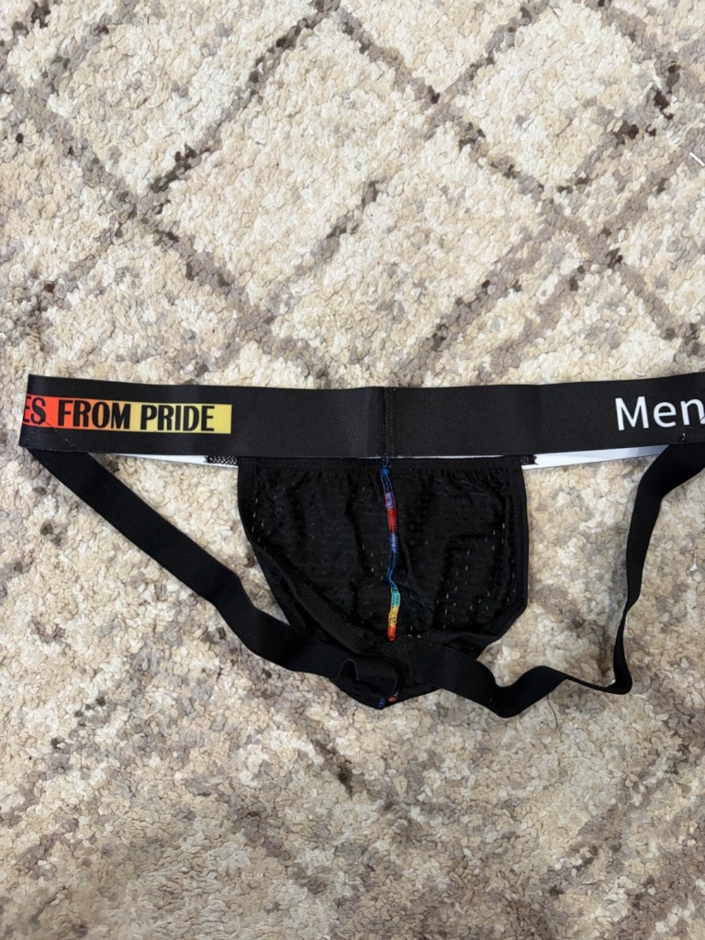 Pride Men's Black Jockstrap with Branded Waistband - Picture 2 of 5